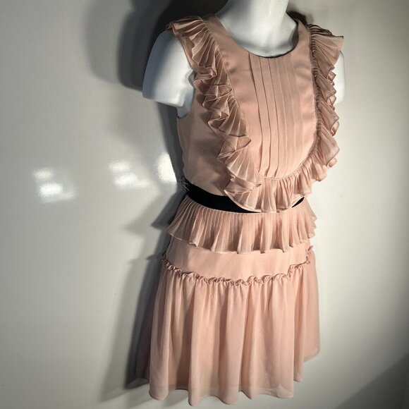 BCBGMaxAzria SZ6 Britt Bare Pink Flowy Dress Cut Outs Fairy Coquette Party - Picture 7 of 14